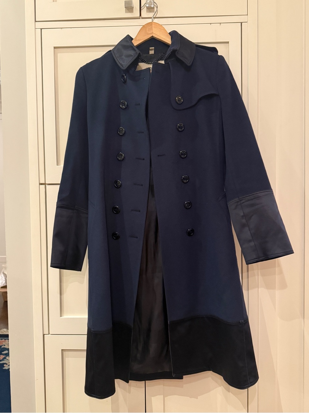 Women’s Navy Blue Double-Breasted Trench Coat